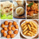 Crazy fried platter (6 pieces of crispy fried cheese, 6 pieces of flower rolls, 6 pieces of fried chicken, 6 pieces of sweet potato wire mesh rolls, 6 pieces of cheese rice cakes)